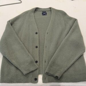 Abercrombie Cozy Green Button-Up Cardigan